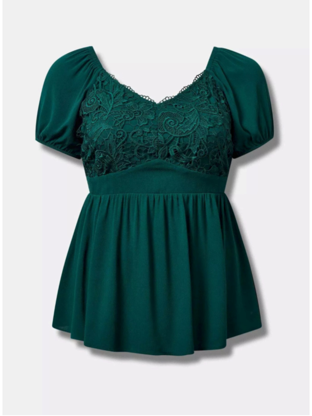 TORRID Emerald Green BABYDOLL Crinkle Gauze Lace WOMENS 2 18/20